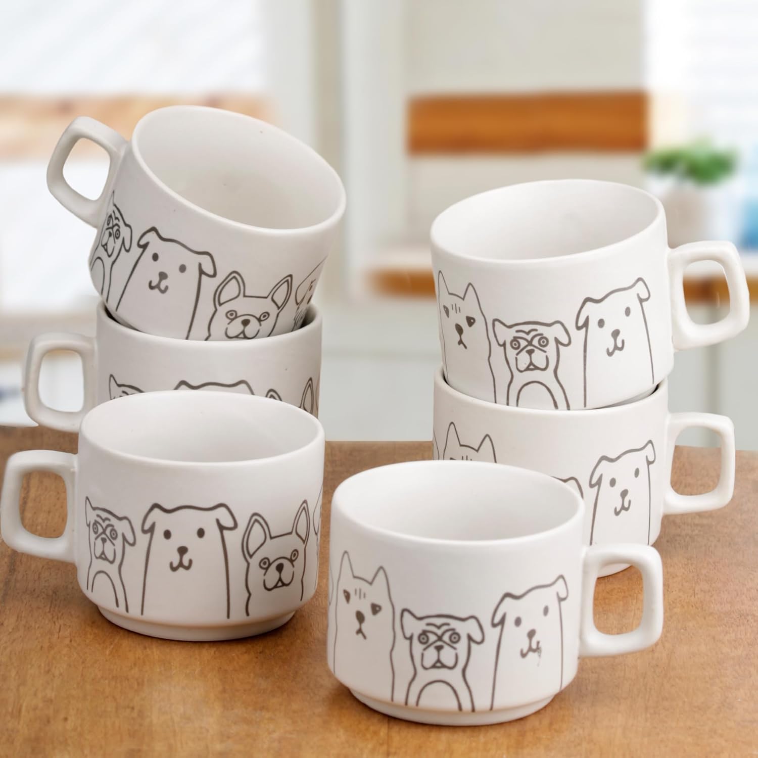 White Pawfect Ceramic Tea Cup Set of 6 (200 ML)