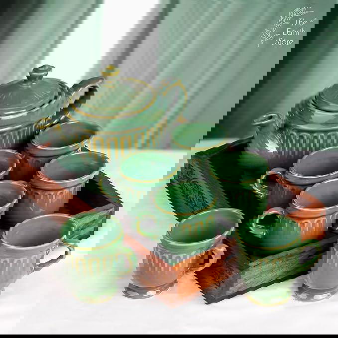 Ceramic Green Studio Pottery Tea Set – The Earth Store