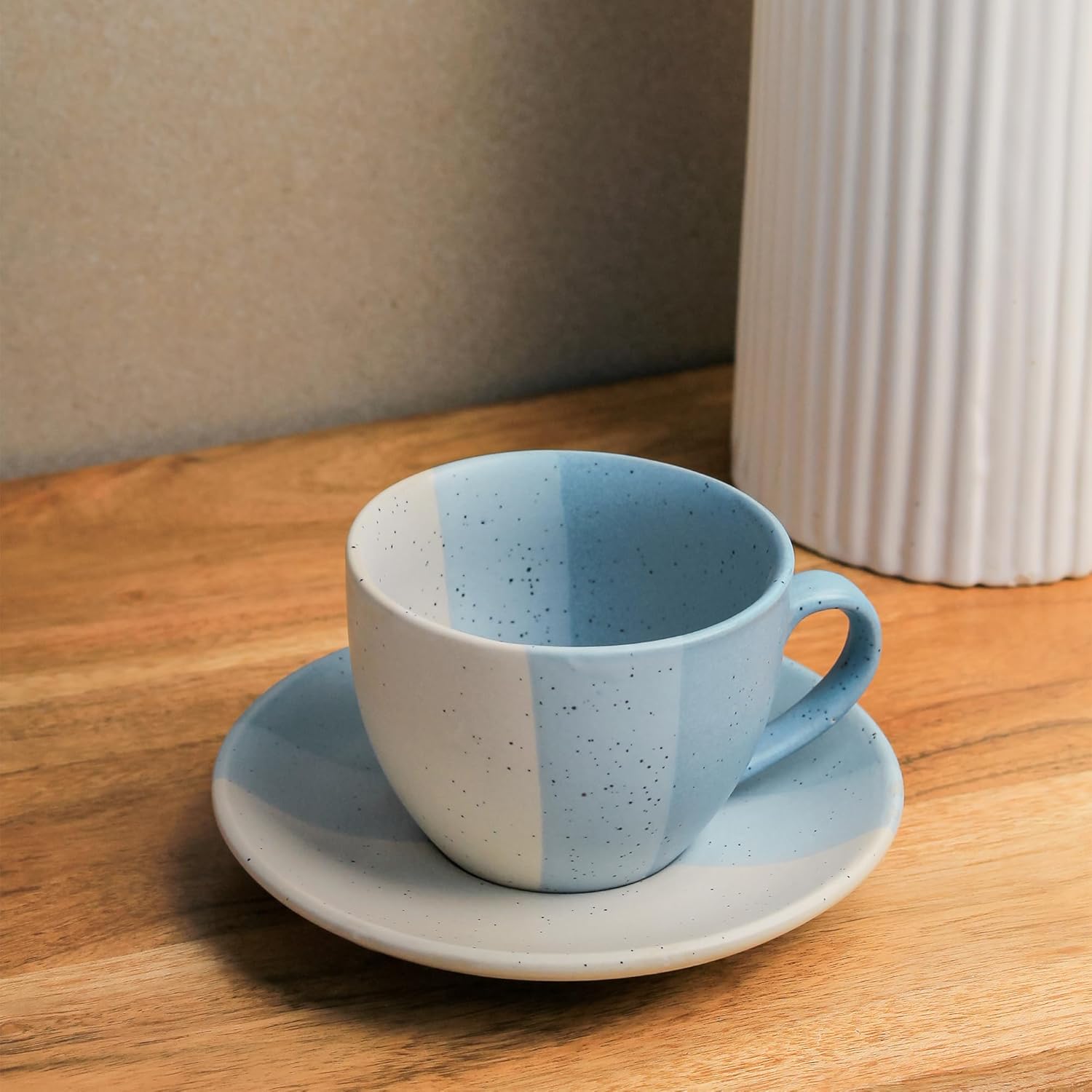 TT Blue Ceramic Cup with Saucer Set of 1