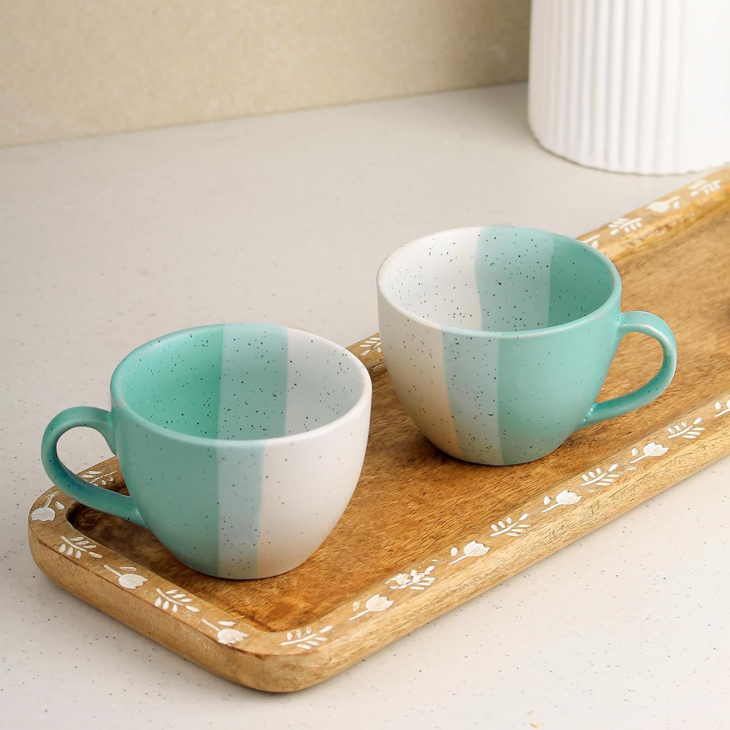 TT Green Ceramic Cup Set of 2, 250ML